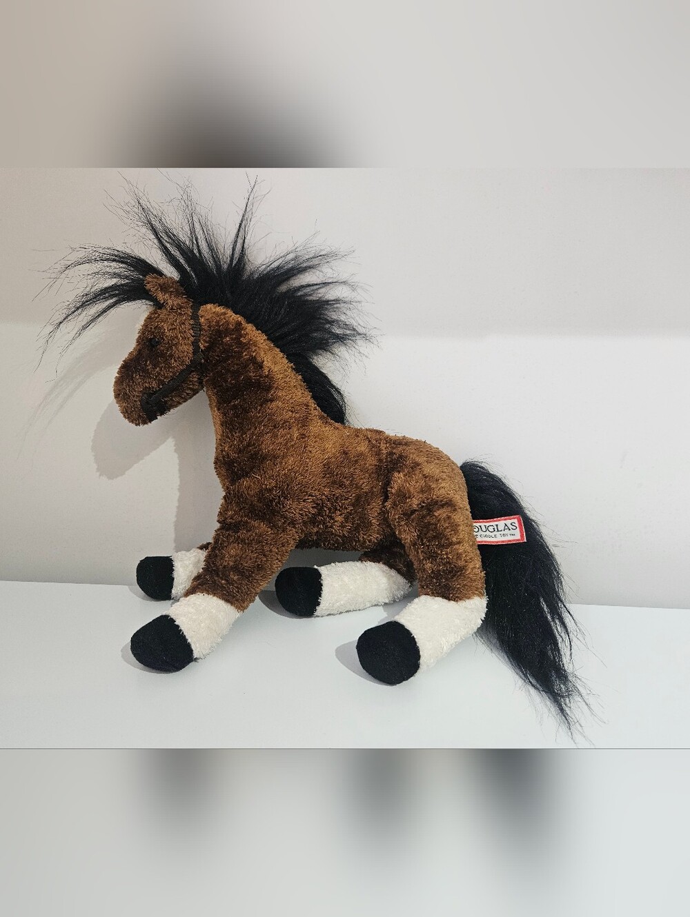 Douglas Cuddle Toys Horse Pony Plush Stuffy Dark Brown White & Black